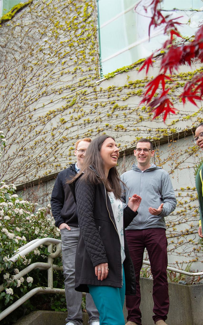 Students laughing and talking together